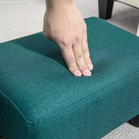 Petit pouf cube repose-pieds avec revêtement en tissu de lin - vert