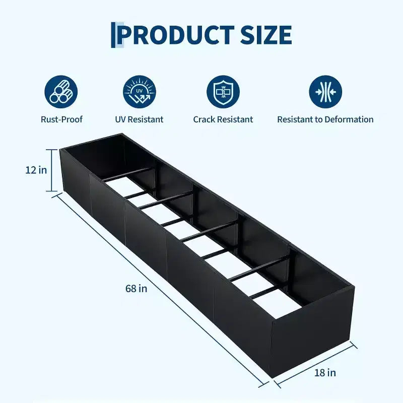 Carré potager surélevé en métal, pot de fleurs carré noir pour extérieur avec étagère amovible et base ouverte, jardinière de grande capacité pour légumes, fleurs, herbes aromatiques