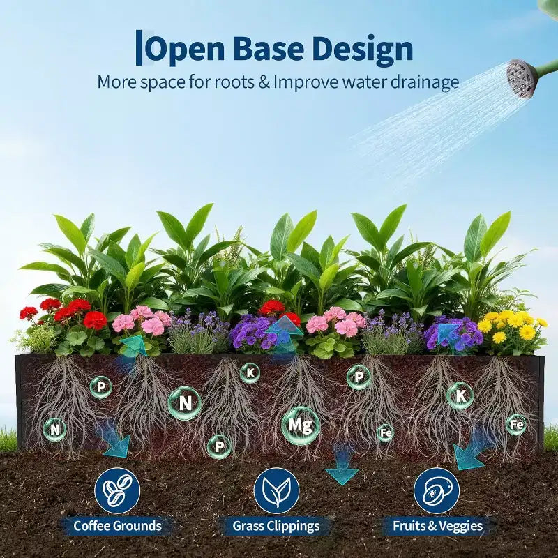 Carré potager surélevé en métal, pot de fleurs carré noir pour extérieur avec étagère amovible et base ouverte, jardinière de grande capacité pour légumes, fleurs, herbes aromatiques
