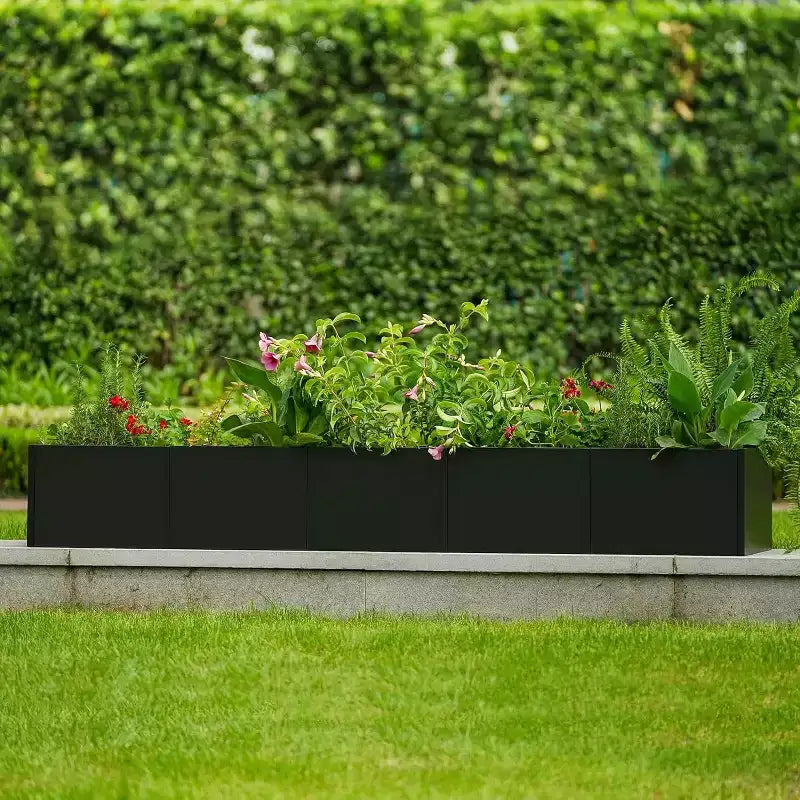 Carré potager surélevé en métal, pot de fleurs carré noir pour extérieur avec étagère amovible et base ouverte, jardinière de grande capacité pour légumes, fleurs, herbes aromatiques