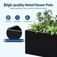 Carré potager surélevé en métal, pot de fleurs carré noir pour extérieur avec étagère amovible et base ouverte, jardinière de grande capacité pour légumes, fleurs, herbes aromatiques