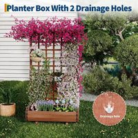 Jardinière surélevée haute de 67 po avec treillis et toit, en bois, pour plantes grimpantes, grande jardinière intérieure/extérieure pour légumes, herbes et fleurs