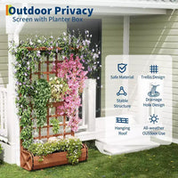 Jardinière surélevée haute de 67 po avec treillis et toit, en bois, pour plantes grimpantes, grande jardinière intérieure/extérieure pour légumes, herbes et fleurs