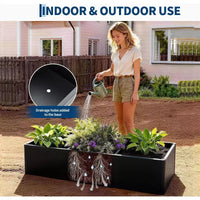 Carré potager surélevé en métal à base ouverte extra long, métal moderne, assemblage par clipsage sans outil, coins arrondis, base ouverte, trous de drainage, pour terrasse, balcon, jardin