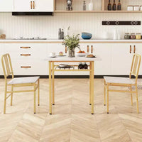 Costway Ensemble Table à Manger Rectangulaire 3 Pièces et Chaises Coin Repas en Bois avec Étagère de Rangement