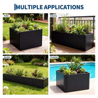 Jardinière carrée en métal Acekool avec base de drainage et assemblage sans outil par encliquetage pour patio, balcon, jardin