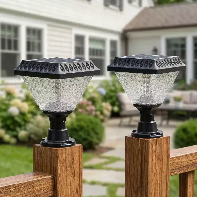 C Cattleya Lot de 2 luminaires solaires pour poteaux de clôture, 21,6 cm, noir mat, avec télécommande, 3 températures de couleur et RVB, fonction minuterie