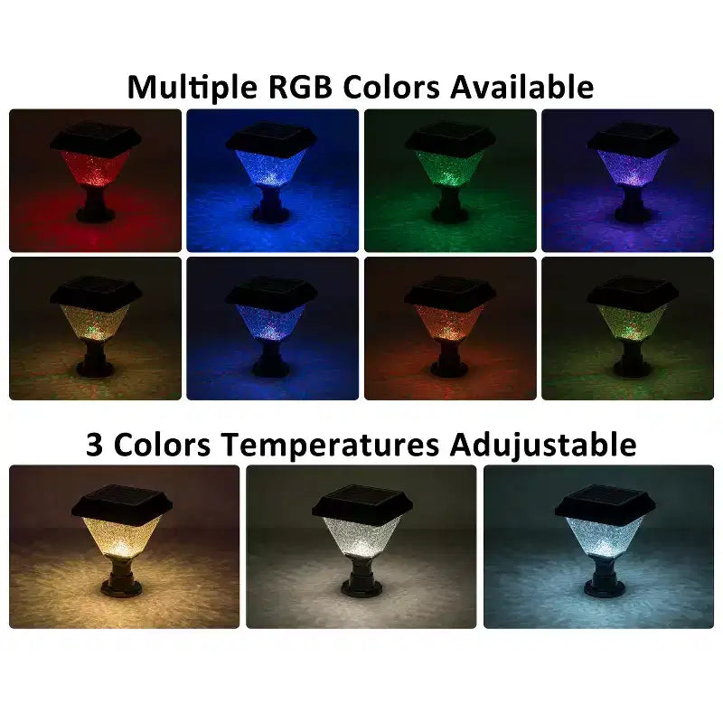 C Cattleya Lot de 2 luminaires solaires pour poteaux de clôture, 21,6 cm, noir mat, avec télécommande, 3 températures de couleur et RVB, fonction minuterie