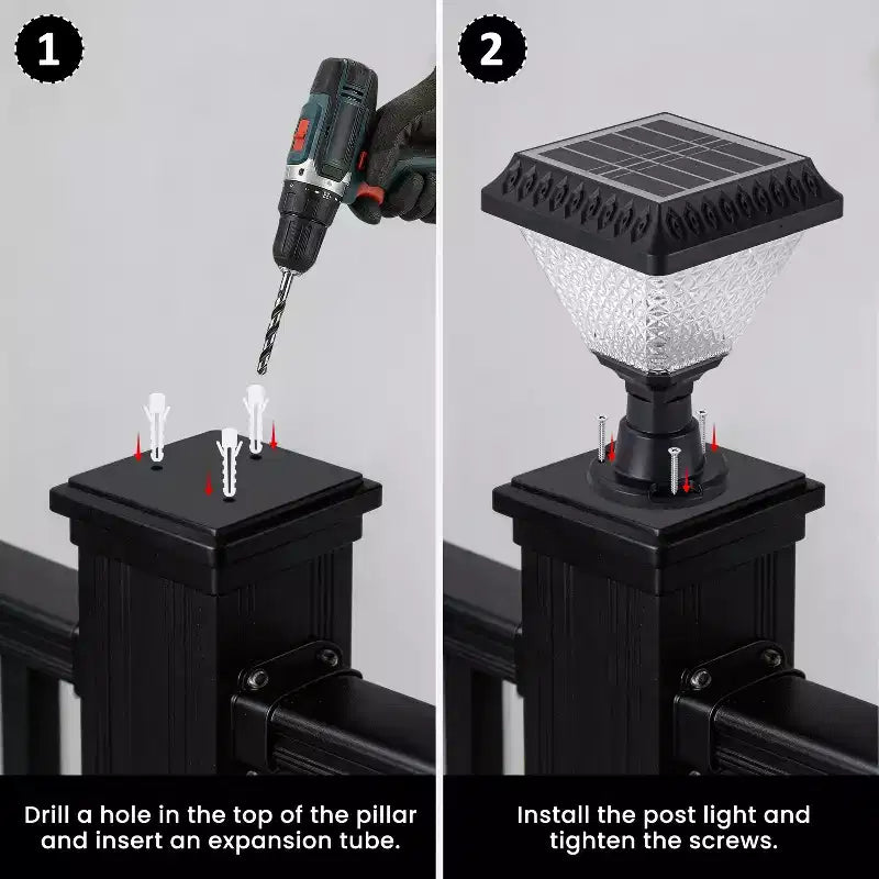 C Cattleya Lot de 2 luminaires solaires pour poteaux de clôture, 21,6 cm, noir mat, avec télécommande, 3 températures de couleur et RVB, fonction minuterie