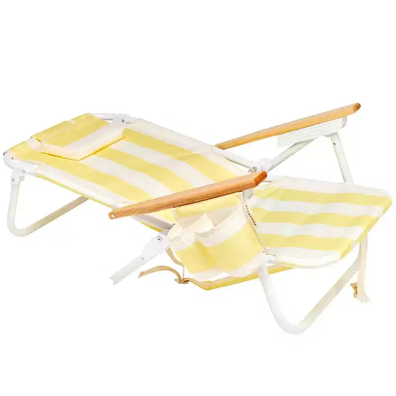 Sunnylife : Chaise de plage Deluxe - La Mer Limon Stripe - transat en tissu jaune