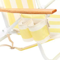 Sunnylife : Chaise de plage Deluxe - La Mer Limon Stripe - transat en tissu jaune