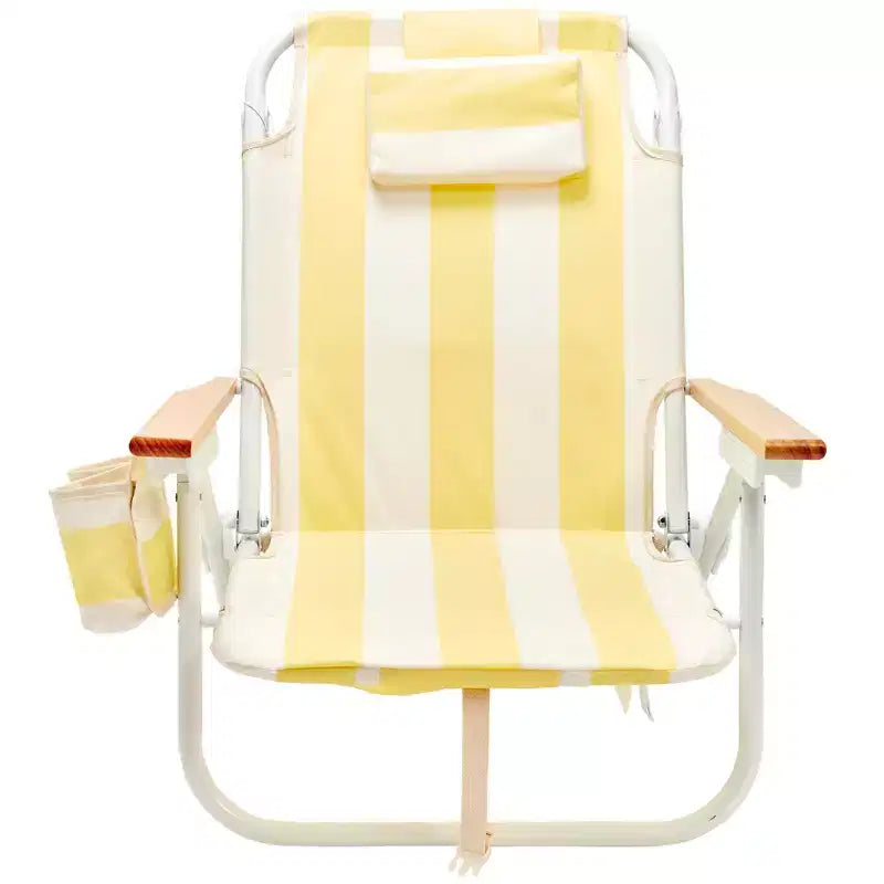 Sunnylife : Chaise de plage Deluxe - La Mer Limon Stripe - transat en tissu jaune