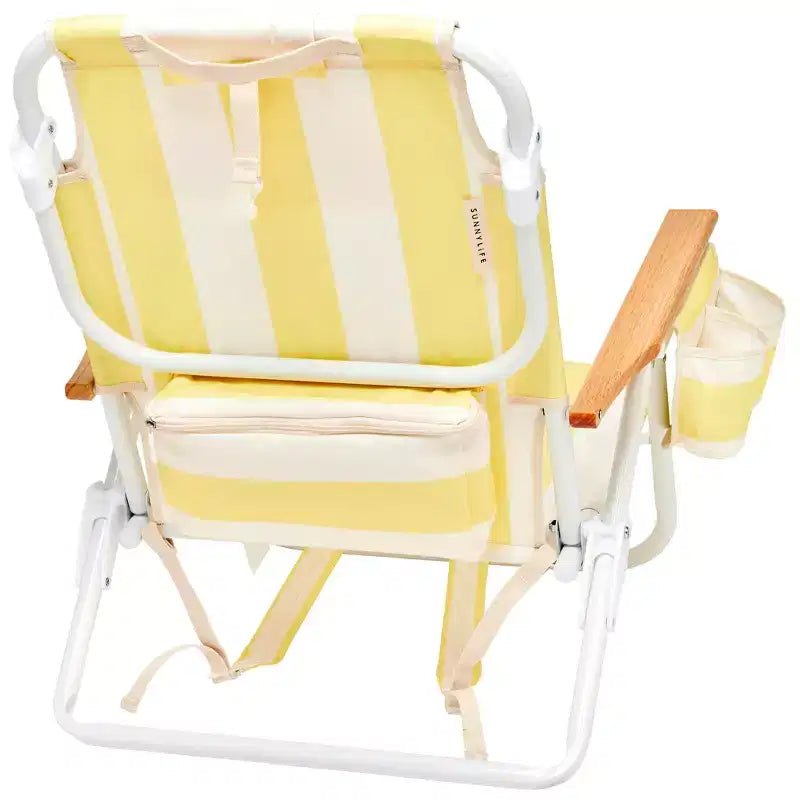 Sunnylife : Chaise de plage Deluxe - La Mer Limon Stripe - transat en tissu jaune