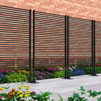 Brise-vue extérieur – Panneau de clôture métallique autoportant 47X71 pour patio et jardin, séparateur treillis résistant à la rouille et aux intempéries, marron