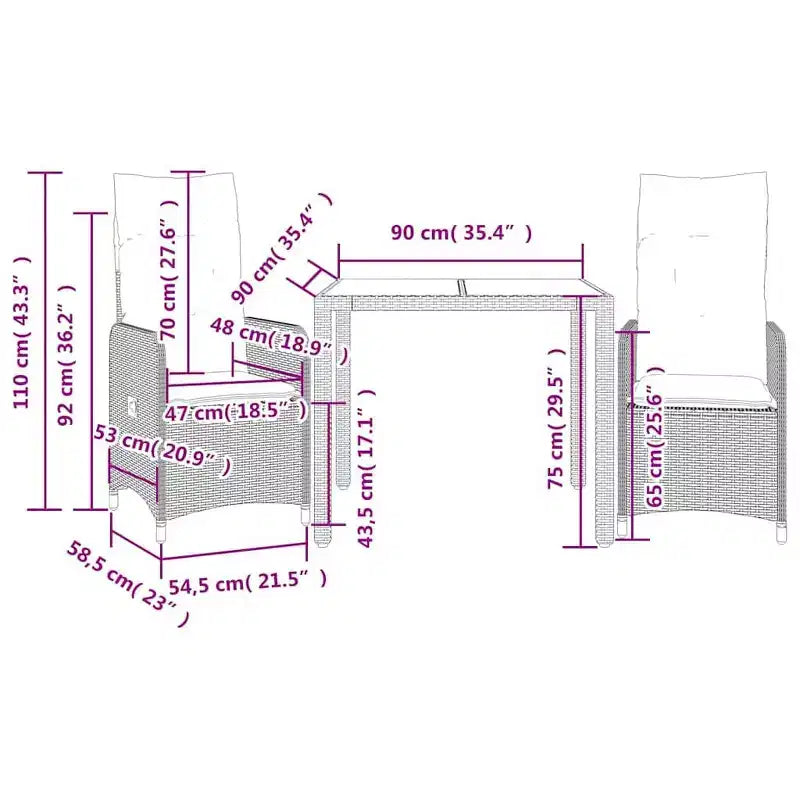 vidaXL Ensemble bistro en résine tressée PE 6 places rectangulaire