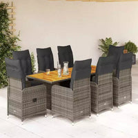 vidaXL Ensemble bistro en résine tressée PE, cadre en acier, bois d'acacia, 6 places