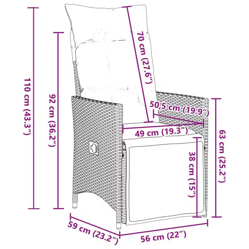 vidaXL Ensemble de bistro rotin PE, acier poudré, bois d'acacia massif