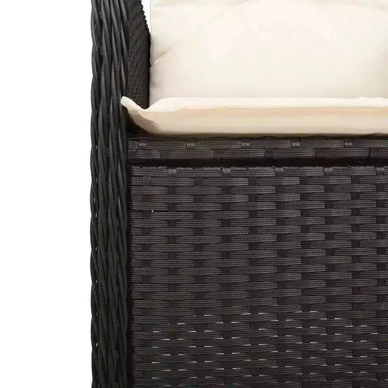 vidaXL Salon de jardin bistrot 8 places en résine tressée Noir et blanc crème