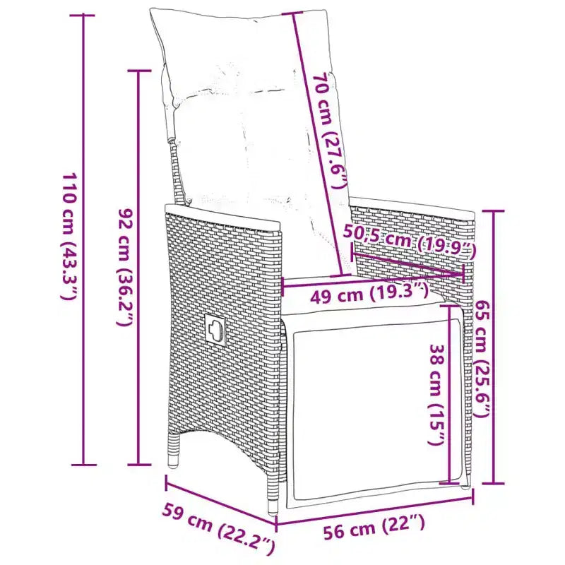 vidaXL Ensemble bistrot en rotin synthétique noir, acier enduit de poudre, bois d'acacia massif