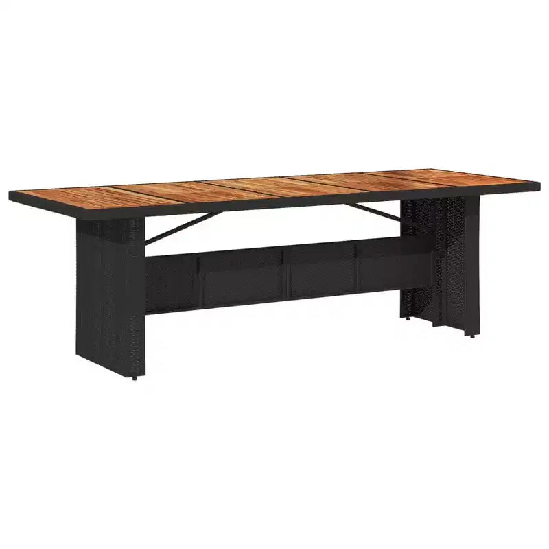 vidaXL Ensemble bistrot en rotin synthétique noir, acier enduit de poudre, bois d'acacia massif
