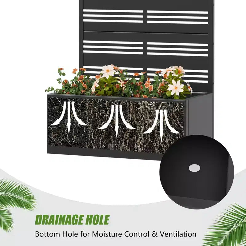 Jardinière surélevée Dovelina avec treillis et bac à plantes en métal avec écran d'intimité pour plantes grimpantes - 59 x 30/60, 47 x 47/94, 72 x 35/47/70/94