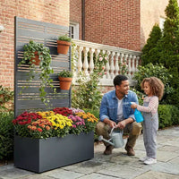 Jardinière surélevée Dovelina avec treillis et bac à plantes en métal avec écran d'intimité pour plantes grimpantes - 59 x 30/60, 47 x 47/94, 72 x 35/47/70/94