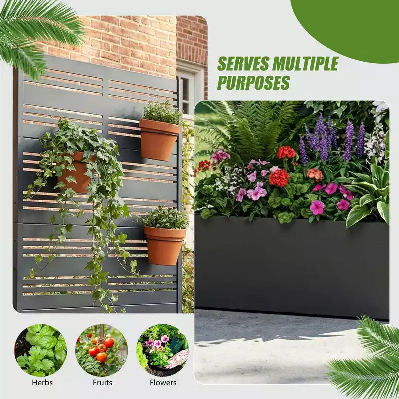 Jardinière surélevée Dovelina avec treillis et bac à plantes en métal avec écran d'intimité pour plantes grimpantes - 59 x 30/60, 47 x 47/94, 72 x 35/47/70/94
