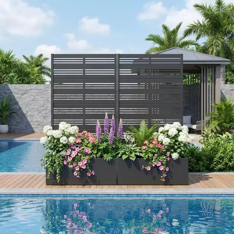 Jardinière surélevée Dovelina avec treillis et bac à plantes en métal avec écran d'intimité pour plantes grimpantes - 59 x 30/60, 47 x 47/94, 72 x 35/47/70/94