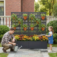 Jardinière surélevée Dovelina avec treillis et bac à plantes en métal avec écran d'intimité pour plantes grimpantes - 59 x 30/60, 47 x 47/94, 72 x 35/47/70/94