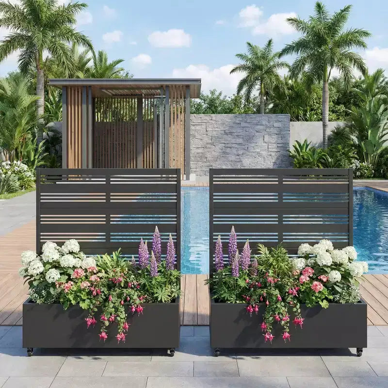 Jardinière surélevée Dovelina avec treillis et bac à plantes en métal avec écran d'intimité pour plantes grimpantes - 59 x 30/60, 47 x 47/94, 72 x 35/47/70/94