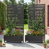 Jardinière surélevée Dovelina avec treillis et bac à plantes en métal avec écran d'intimité pour plantes grimpantes - 59 x 30/60, 47 x 47/94, 72 x 35/47/70/94
