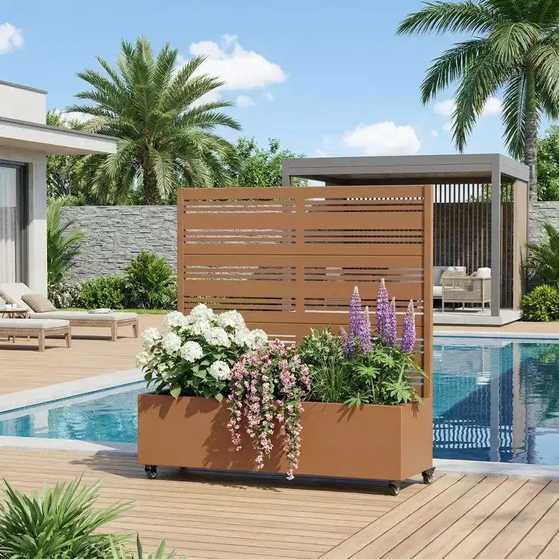 Jardinière surélevée Dovelina avec treillis et bac à plantes en métal avec écran d'intimité pour plantes grimpantes - 59 x 30/60, 47 x 47/94, 72 x 35/47/70/94