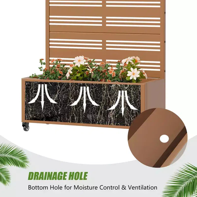 Jardinière surélevée Dovelina avec treillis et bac à plantes en métal avec écran d'intimité pour plantes grimpantes - 59 x 30/60, 47 x 47/94, 72 x 35/47/70/94