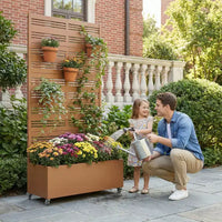 Jardinière surélevée Dovelina avec treillis et bac à plantes en métal avec écran d'intimité pour plantes grimpantes - 59 x 30/60, 47 x 47/94, 72 x 35/47/70/94