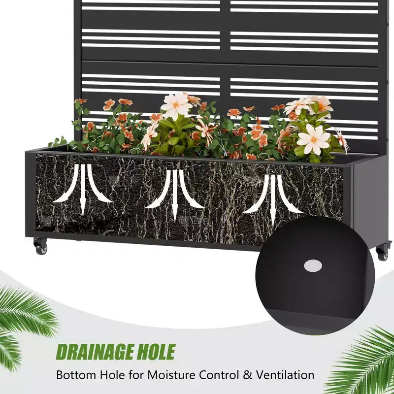 Jardinière surélevée Dovelina avec treillis et bac à plantes en métal avec écran d'intimité pour plantes grimpantes - 59 x 30/60, 47 x 47/94, 72 x 35/47/70/94