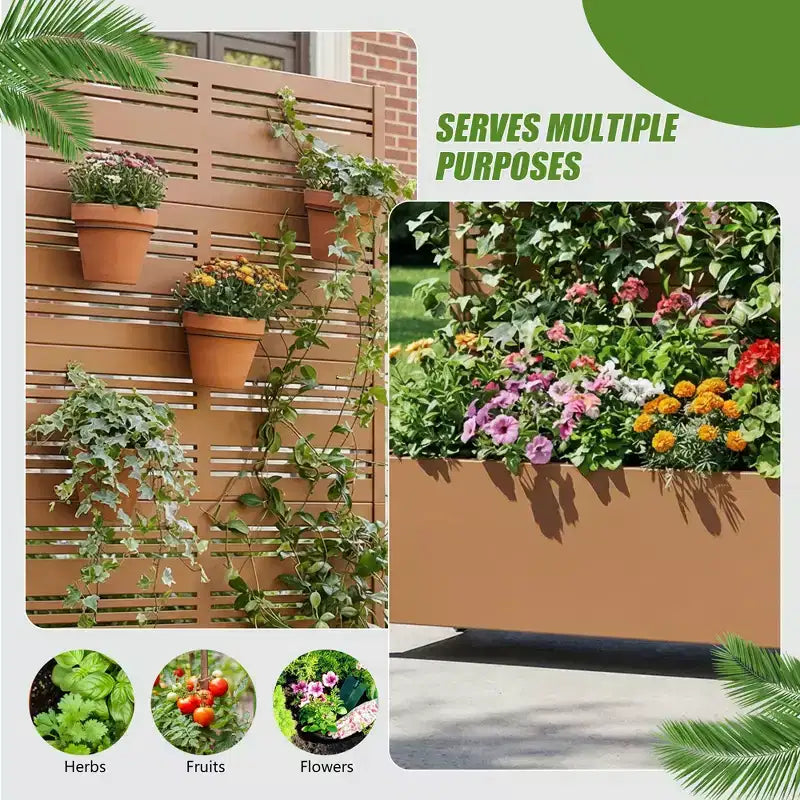 Jardinière surélevée Dovelina avec treillis et bac à plantes en métal avec écran d'intimité pour plantes grimpantes - 59 x 30/60, 47 x 47/94, 72 x 35/47/70/94