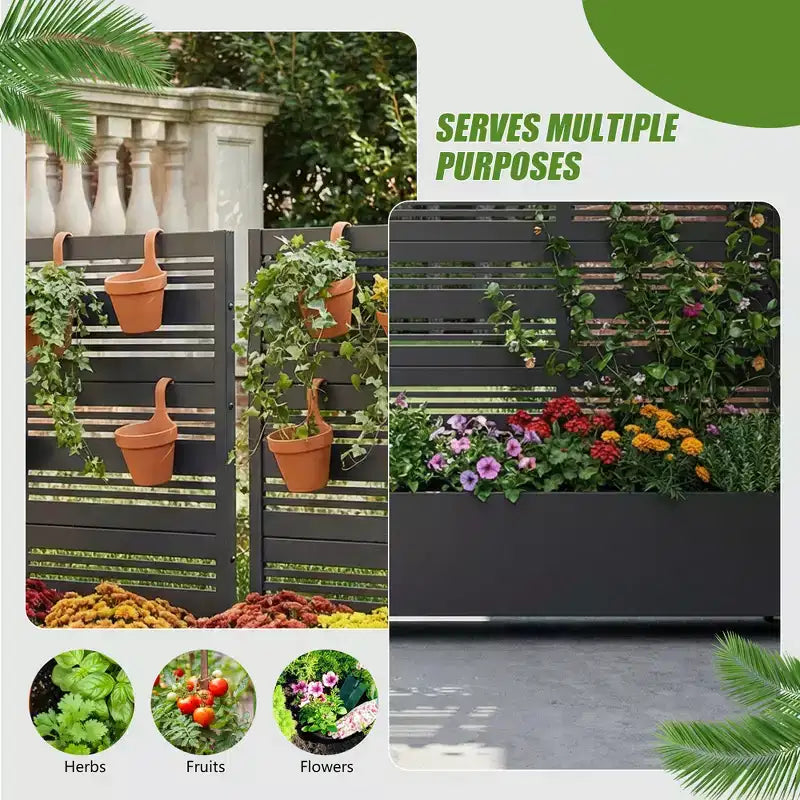 Jardinière surélevée Dovelina avec treillis et bac à plantes en métal avec écran d'intimité pour plantes grimpantes - 59 x 30/60, 47 x 47/94, 72 x 35/47/70/94