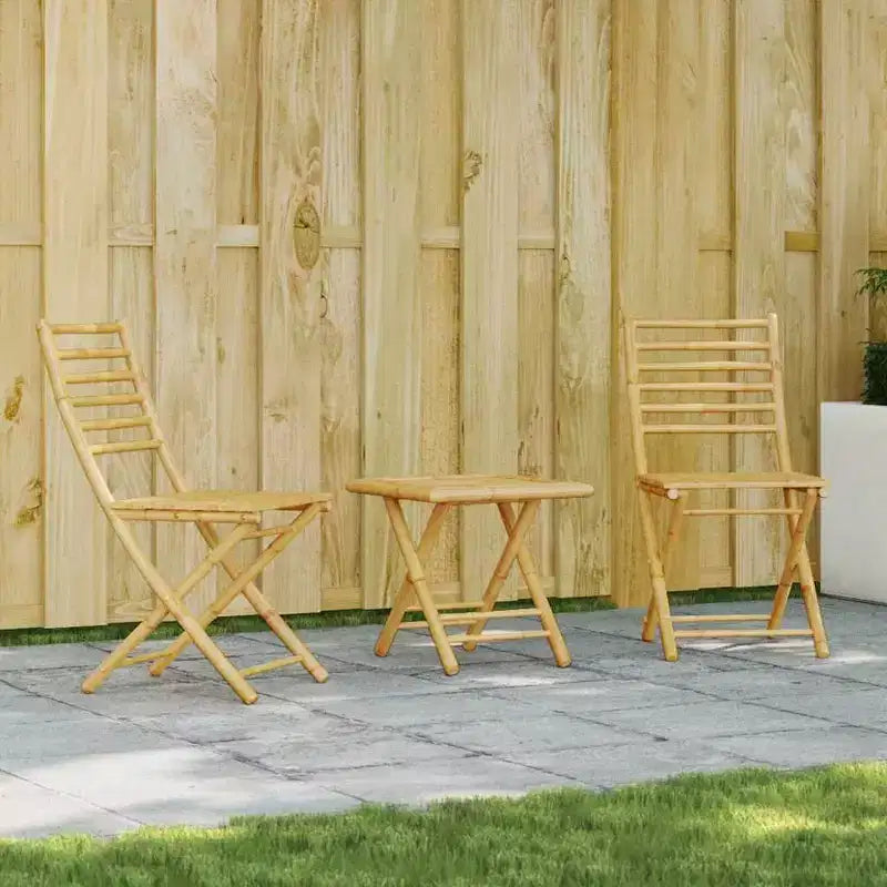 vidaXL Ensemble de bistro Bambou naturel Ensemble de bistro compact pliable en bambou