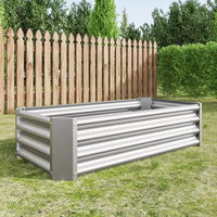 Carré potager surélevé en métal argenté 4 x 2 x 1 pour légumes, herbes et fleurs pour patio, balcon, porche, entrée, étagère de présentation