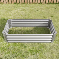 Carré potager surélevé en métal argenté 4 x 2 x 1 pour légumes, herbes et fleurs pour patio, balcon, porche, entrée, étagère de présentation