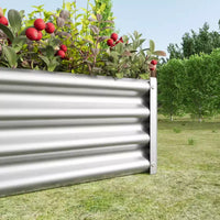 Carré potager surélevé en métal argenté 4 x 2 x 1 pour légumes, herbes et fleurs pour patio, balcon, porche, entrée, étagère de présentation