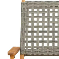 vidaXL Ensemble bistro en bois d'acacia massif, résine tressée PE, moyen, pliable