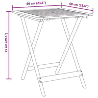 vidaXL Ensemble bistro en bois d'acacia massif, résine tressée PE, moyen, pliable