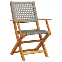 vidaXL Ensemble bistro en bois d'acacia massif, résine tressée PE, moyen, pliable