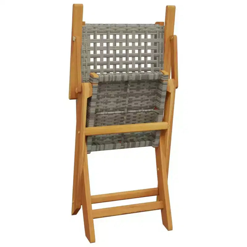 vidaXL Ensemble bistro en bois d'acacia massif, résine tressée PE, moyen, pliable