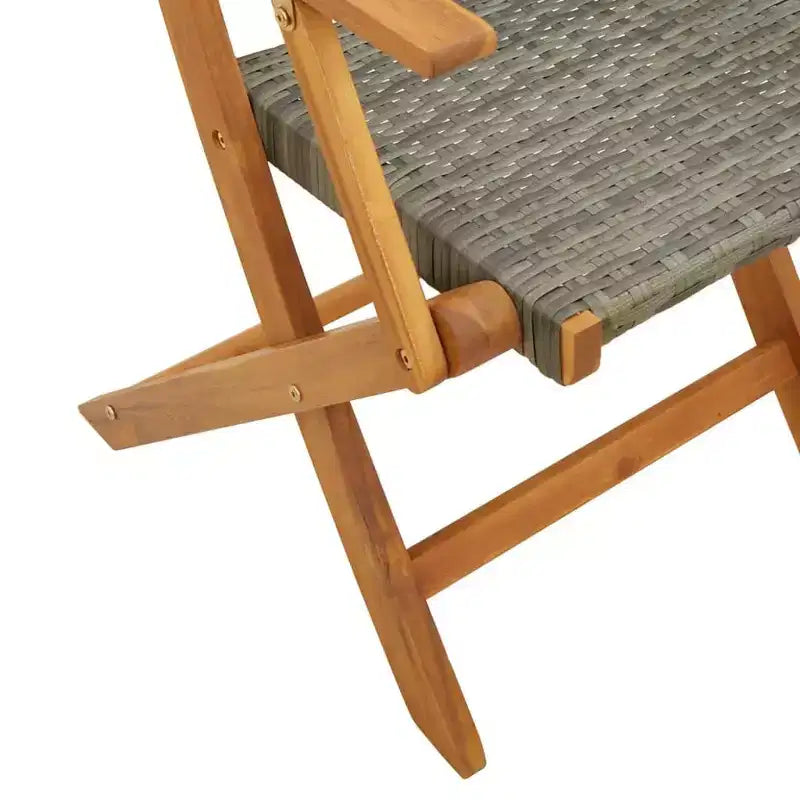 vidaXL Ensemble bistro en bois d'acacia massif, résine tressée PE, moyen, pliable