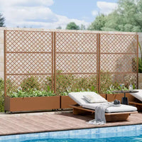 Jardinière en métal avec treillis brise-vue et bac de culture surélevé, jardinière brise-vue autoportante avec roulettes verrouillables, jardinière mobile extérieure et intérieure