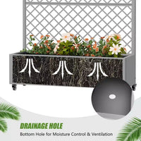 Jardinière en métal avec treillis brise-vue et bac de culture surélevé, jardinière brise-vue autoportante avec roulettes verrouillables, jardinière mobile extérieure et intérieure