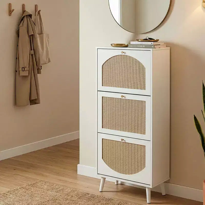 Karl Home meuble à chaussures à 3 tiroirs rabattables panneau en rotin 21.26 L