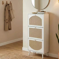 Karl Home meuble à chaussures à 3 tiroirs rabattables panneau en rotin 21.26 L